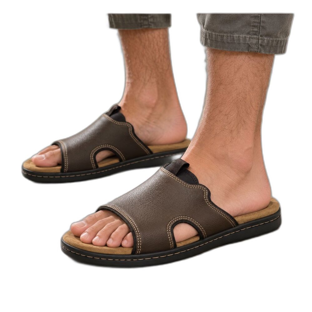 Dockers Men’s Brown Memory Foam Slide Sandals | Size 10 Wide
